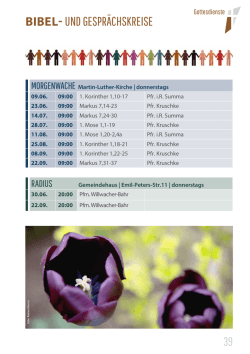Gottesdienste Juni &ndash; September 2016