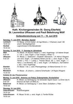 Gottesdienstordnung - Pfarrgemeinde Sankt Georg, Eiterfeld