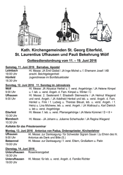 Gottesdienstordnung - Pfarrgemeinde Sankt Georg, Eiterfeld