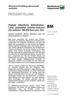 Digitale &ouml;ffentliche Bibliotheken: Land unterst&uuml;tzt Onleihe