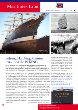 Stiftung Hamburg Maritim restauriert die PEKING