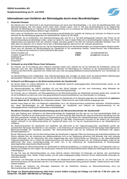 Informationen zum Verfahren der Stimmabgabe durch einen