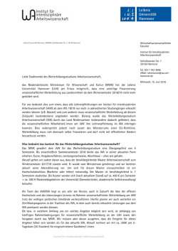 Liebe Studierende des Weiterbildungsstudiums Arbeitswissenschaft