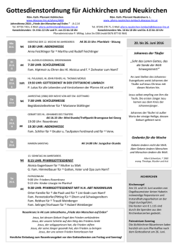 Gottesdienstordnung f&uuml;r Aichkirchen und Neukirchen