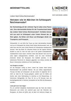 MEDIENMITTEILUNG Heiraten wie im Märchen im
