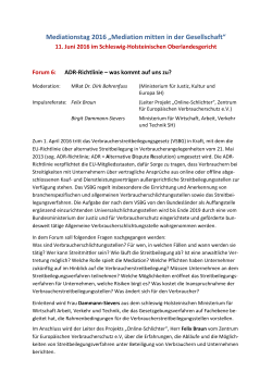 Forum 6 - ADR-Richtlinie – was kommt auf uns zu? - Schleswig