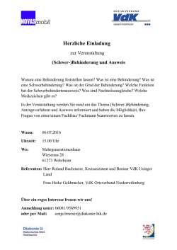 Einladung Infoveranstaltung Behinderung und Ausweis