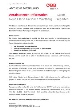 Neue Gleise Gaisbach-Wartberg – Pregarten