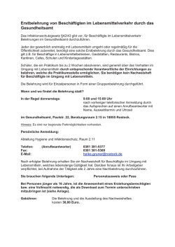 Erstbelehrung von Beschäftigten im Lebensmittelverkehr durch das