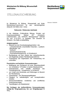 Im Ministerium f&uuml;r Bildung, Wissenschaft und Kultur Mecklenburg