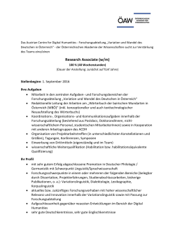 Research Associate (w/m) - Österreichische Akademie der