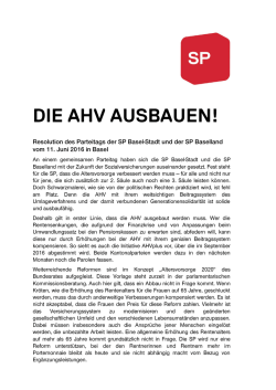 Resolution vom 11. Juni 2016 "Die AHV ausbauen!"
