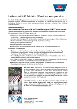 Gebietsverkaufsleiter/-in (Area Sales Manager m/f) KFZ