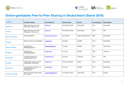 Online-gestütztes Peer-to-Peer Sharing in Deutschland (Stand 2016)