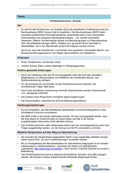 Handlungsempfehlungen zum Portfolioinstrument in Gelsenkirchen