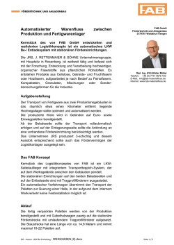 Automatisierter Warenfluss zwischen Produktion und