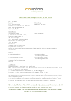 H&auml;hnchen mit Wurzelgem&uuml;se auf gr&uuml;ner Sauce