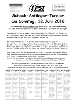 Schach-Anfänger-Turnier am Sonntag, 12.Juni 2016