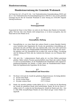 Hundesteuersatzung der Gemeinde Wedemark