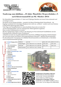 Sonderzug zum Jubiläum „ 25 Jahre Mansfelder Bergwerksbahn eV