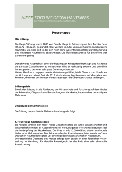 Pressemappe - Hiege-Stiftung gegen Hautkrebs