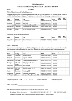 Editha-Gymnasium Schulbuchzettel zuk&uuml;nftige Klassenstufe 5