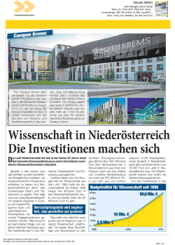 Wissenschaft in Niederösterreich Die Investitionen