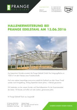 16.06.2016 - Hallenerweiterung bei Prange Edelstahl am 13.06.2016