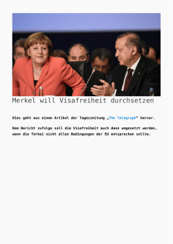 Merkel will Visafreiheit durchsetzen - K