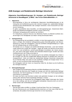 AGB Anzeigen und Redaktionelle Beiträge/ Advertorial