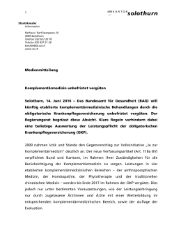 Medienmitteilung Komplement&auml;rmedizin