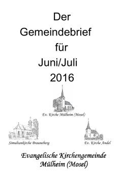 Gemeindebrief Juni-Juli 2016-ekkt - Evangelischer Kirchenkreis Trier