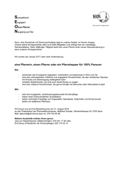 eine Pfarrerin, einen Pfarrer oder ein Pfarrehepaar f&uuml;r