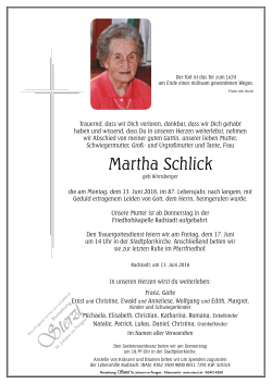 Martha Schlick - Bestattung Sterzl