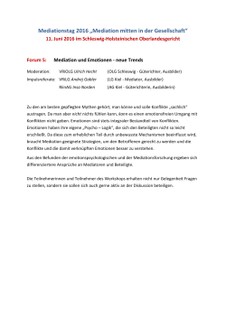 Forum 5 - Mediation und Emotionen – neue Trends - Schleswig