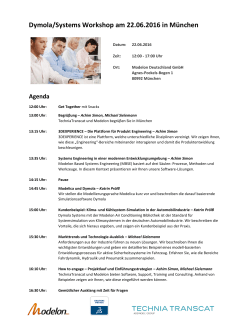 Dymola/Systems Workshop am 22.06.2016 in M&uuml;nchen