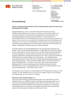 PI Waldorfschulen sehen sich durch Bildungsbericht bestätigt