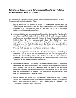 Teilnahmebedingungen und Haftungsausschluss für den Volkslauf