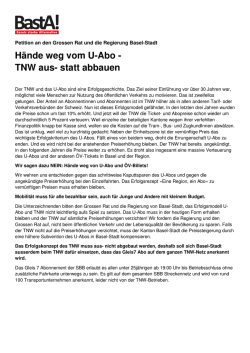 H&auml;nde weg vom U-Abo - TNW aus- statt abbauen