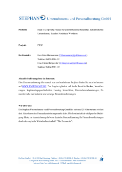 Head of Corporate Finance - Stephan Unternehmens und