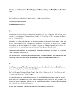 Info institutsinterne Anmeldung