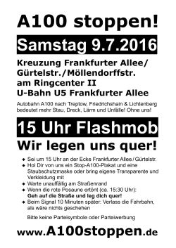 Flashmob A100 - Aktionsbündnis A100 stoppen!