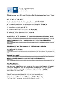 Hinweise zur Abschlusspr&uuml;fung im Beruf &bdquo;Industriekaufmann/