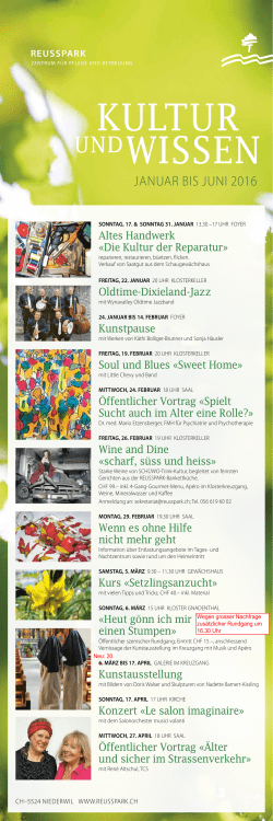 januar bis juni 2016 - Restaurant Gnadenthal