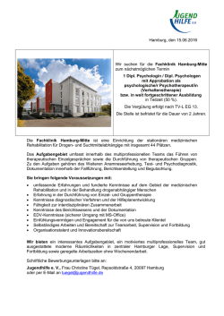 Dipl. Psychologe (w/m), Fachklinik Hamburg