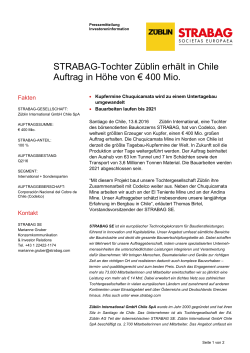 STRABAG-Tochter Züblin erhält in Chile Auftrag in