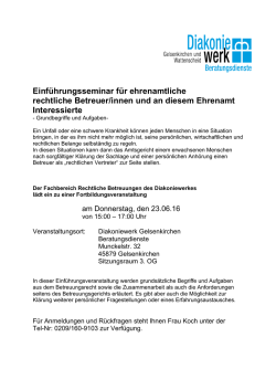 Einf&uuml;hrungsseminar f&uuml;r ehrenamtliche rechtliche Betreuer/innen