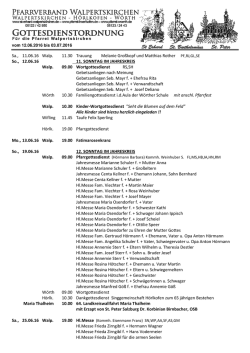 Gottesdienstordnung vom 22.06.