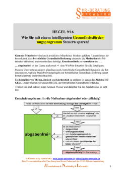 HEGEL 9/16 Wie Sie mit einem intelligenten Gesundheitsf&ouml;rder
