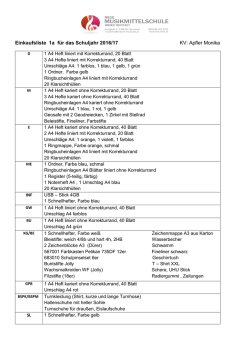 Einkaufsliste 1a f&uuml;r das Schuljahr 2016/17 KV: Apfler Monika